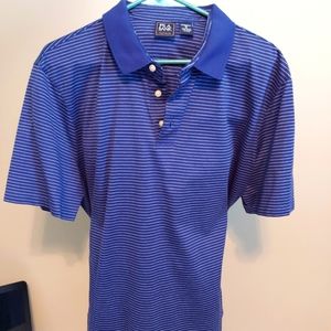 Jos A Bank mens XL blue w/white stripe golf shirt